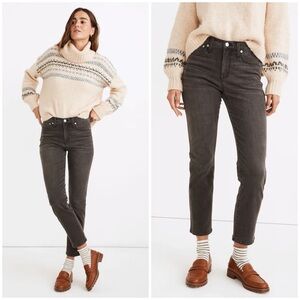 Madewell Petite Mid-Rise Stovepipe Jeans Bridley Wash Light Black Stretch Sz 26P